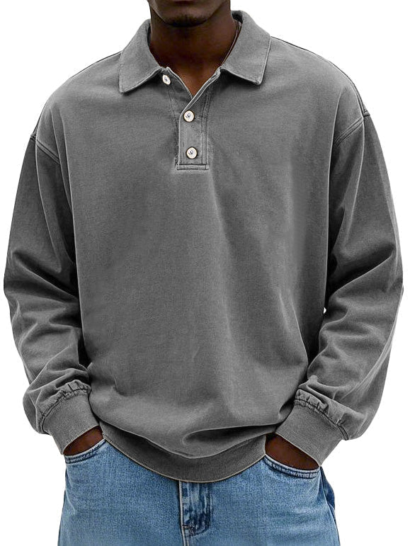 Brychan - vintagevasket langærmet poloshirt