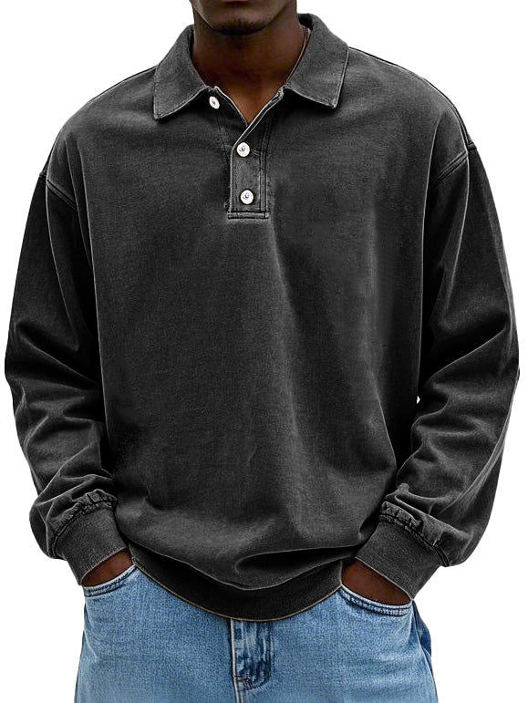 Brychan - vintagevasket langærmet poloshirt