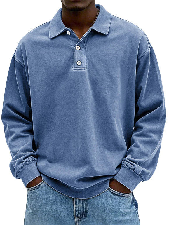 Brychan - vintagevasket langærmet poloshirt