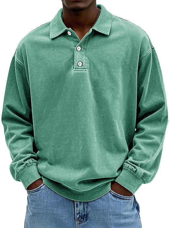 Brychan - vintagevasket langærmet poloshirt
