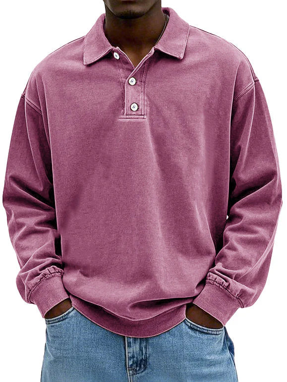 Brychan - vintagevasket langærmet poloshirt