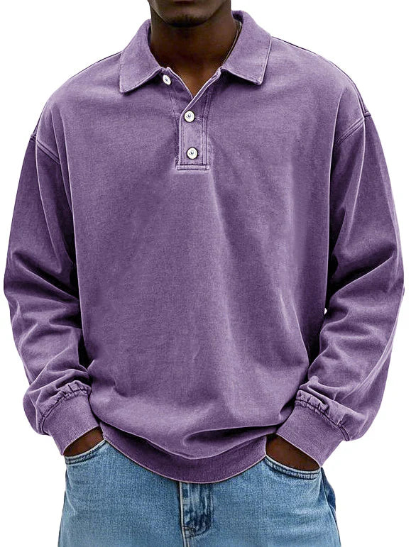 Brychan - vintagevasket langærmet poloshirt