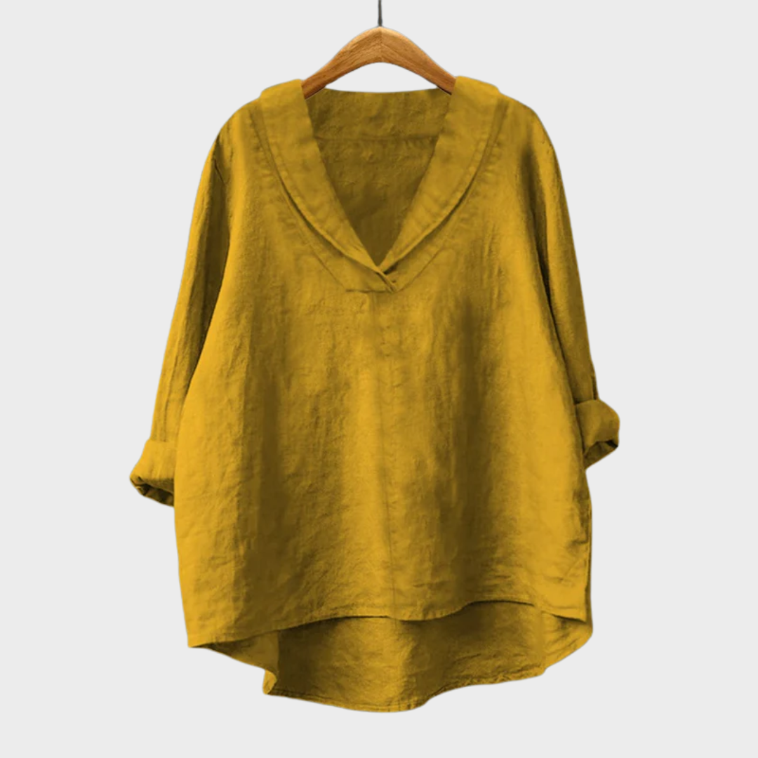 Bellissea - Elegant draperet bluse med V-udskæring