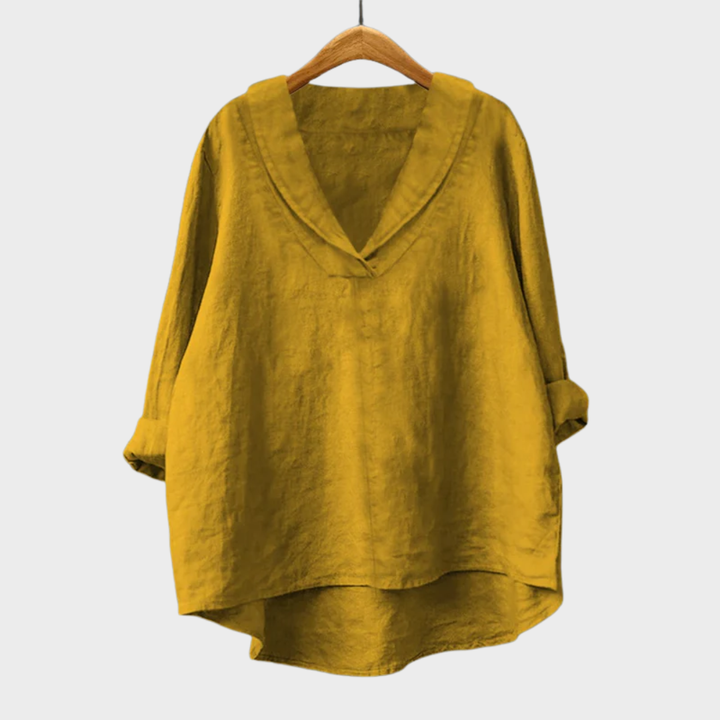 Bellissea - Elegant draperet bluse med V-udskæring