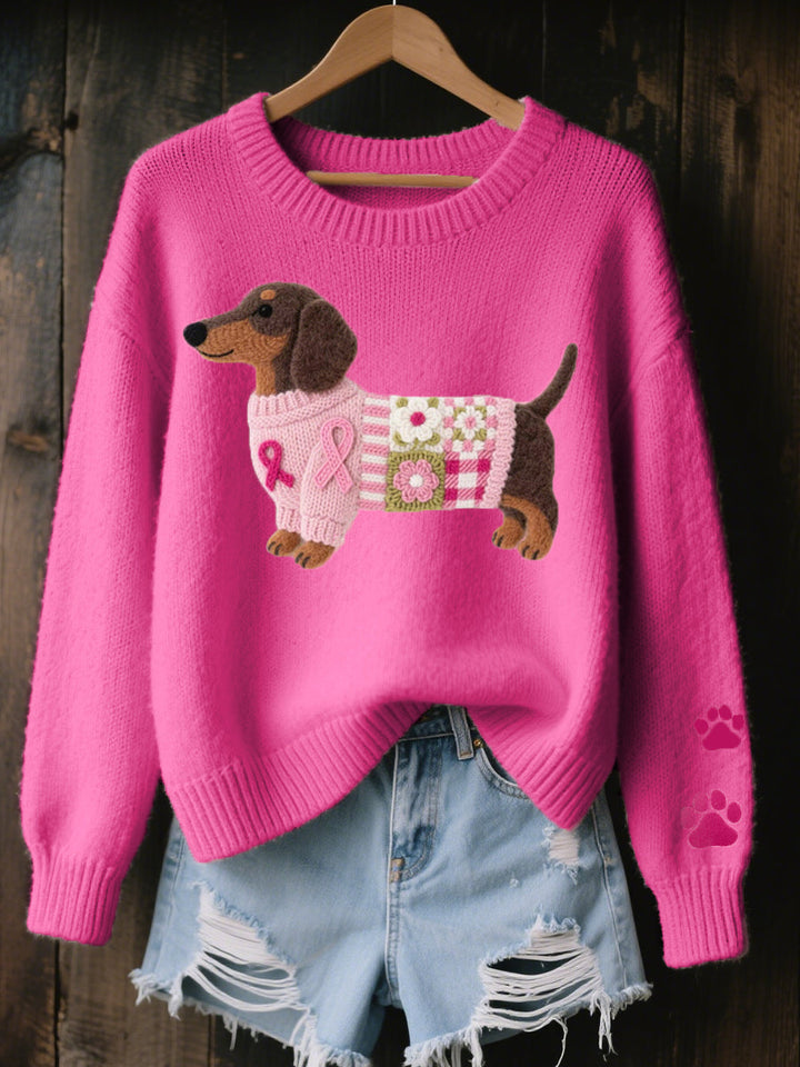 Caravine - Patchwork-strikket hundesweater