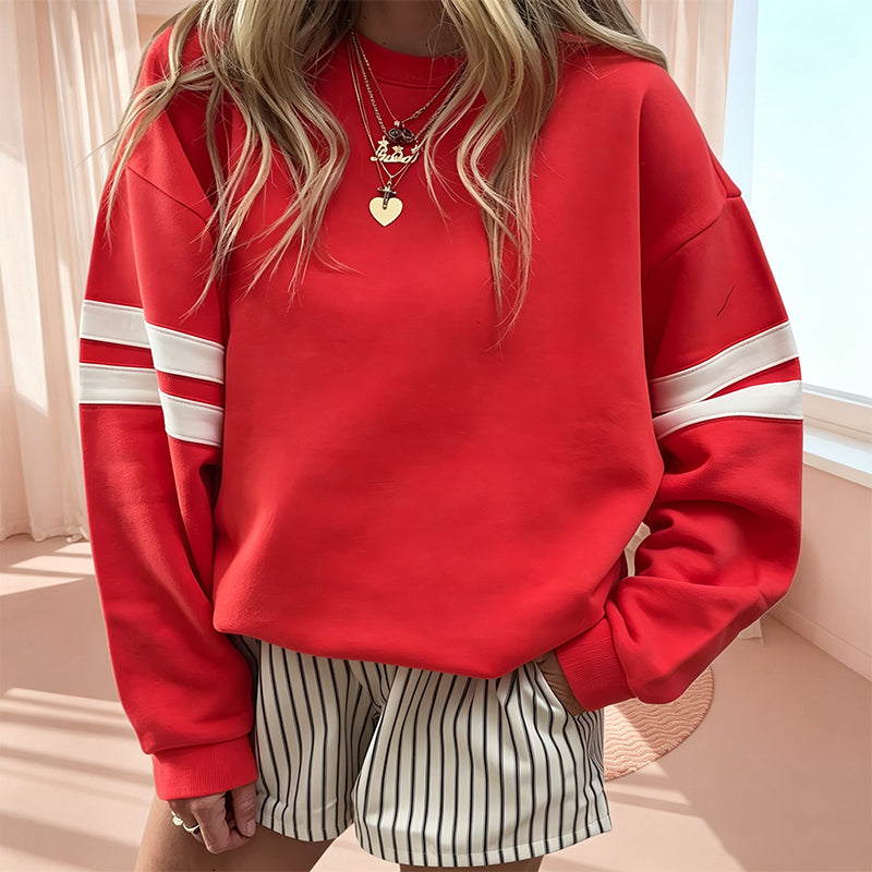 Anwynna - Sporty sweatshirt med striber langs ærmerne