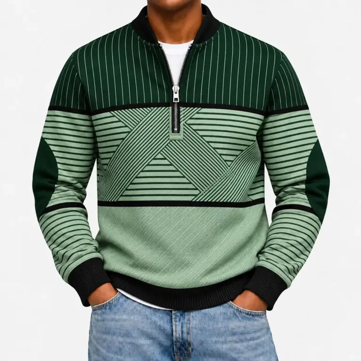 Ifan - Geometrisk half-zip striktrøje