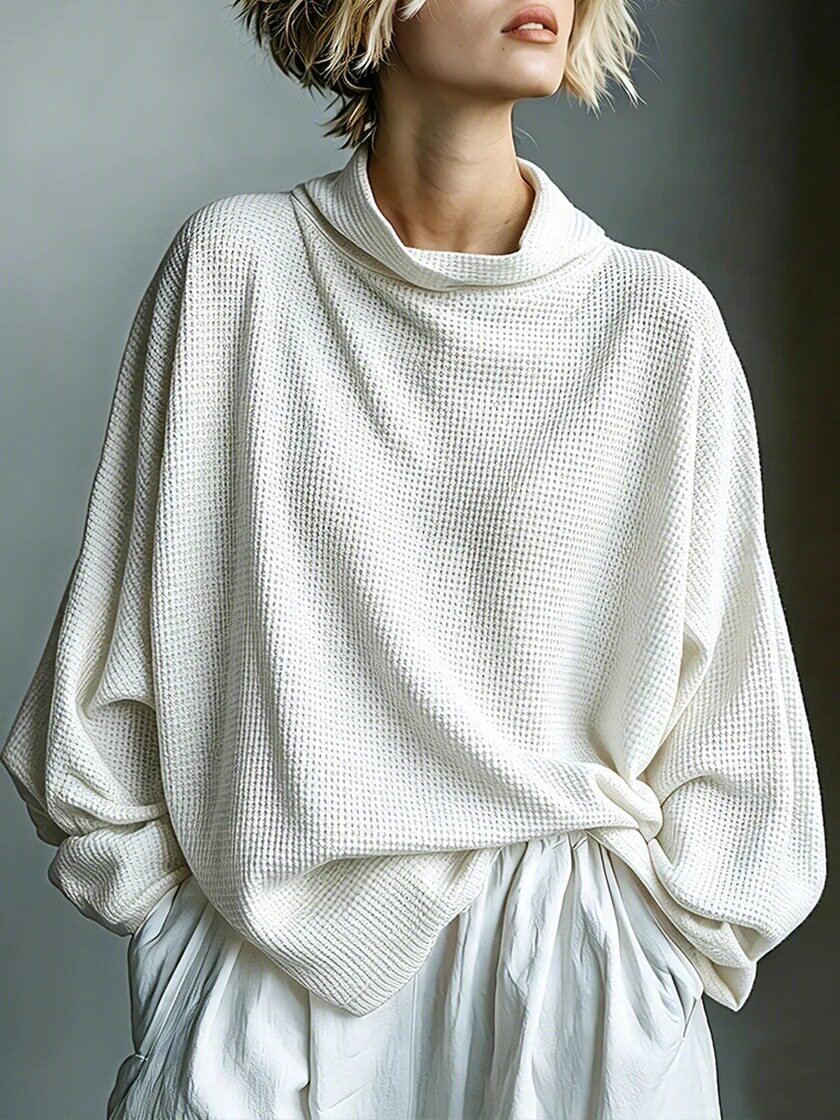 Aella - Tekstureret oversize højhalset top